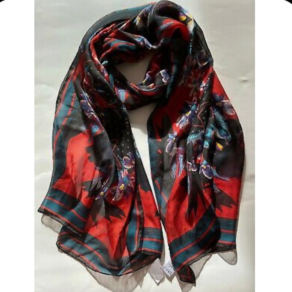 Givenchy silk scarf wrap stole birds of paradise print - Picture 1 of 7